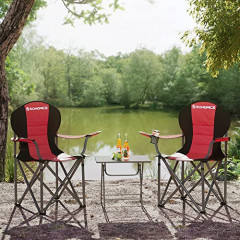 Scaun de camping | 90 x 55 x 102 cm, negru + roșu č.2