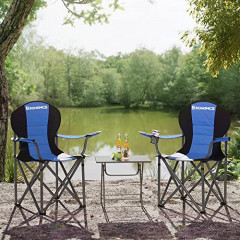 Scaun de camping | 90 x 55 x 102 cm, negru + albastru č.2
