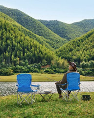 Set de 2 scaune de camping | 54 x 86 x 97 cm, albastre č.2