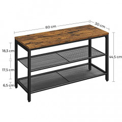 Bancă pentru pantofi | 80 cm, maro rustic + negru č.3
