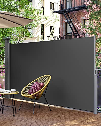 Marchiză laterală Songmics pentru umbrirea terasei | 180 x 400 cm, gri închis