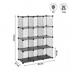 Organizator cu rafturi metalice reglabile | 93 x 31 x 123 cm, negru č.3