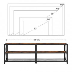 Comodă TV rustică | 160 x 39,2 x 50 cm, maro cu negru č.3