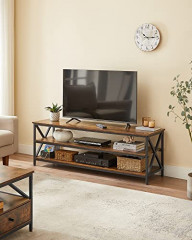 Comodă TV rustică | 147 x 40 x 50 cm, maro cu negru č.1