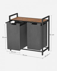 Coș de rufe dublu | 2 x 46 l, maro rustic și gri č.2