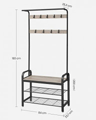 Pantofar cu cuier 33,7 x 84 x 183 cm | gri-negru č.3