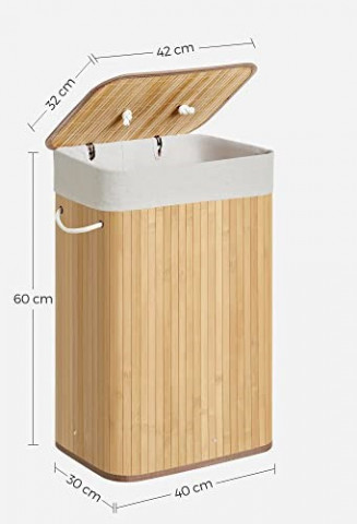 Coș de rufe din bambus 72 l 40 x 30 x 60 cm | natur č.2