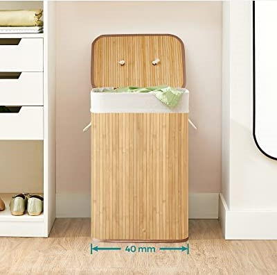 Coș de rufe din bambus 72 l 40 x 30 x 60 cm | natur č.4