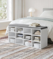 Bancă pentru încălțăminte cu pernă 30,3 x 104 x 48 cm | alb č.1