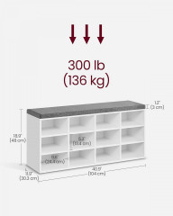 Bancă pentru încălțăminte cu pernă 30,3 x 104 x 48 cm | alb č.3