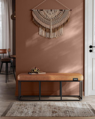 Bancă din piele sintetică 40 x 120 x 45 cm | maro caramel č.1