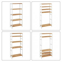 Raft de bambus cu 5 polițe 60 x 26 x 130 cm | alb și natur č.3