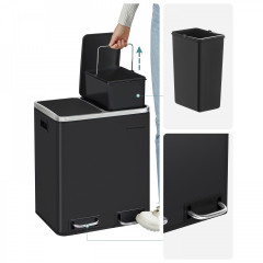 Coș de gunoi de bucătărie 2 x 15 l | negru č.2