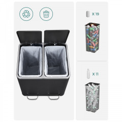 Coș de gunoi de bucătărie 2 x 15 l | negru č.3