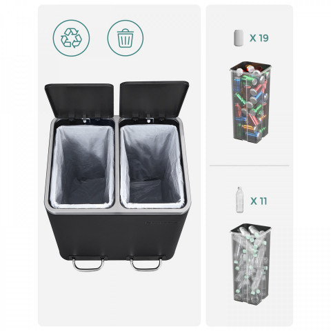 Coș de gunoi de bucătărie 2 x 15 l | negru č.3