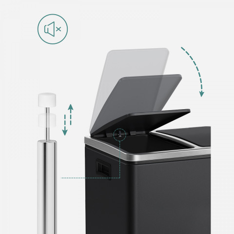 Coș de gunoi de bucătărie 2 x 15 l | negru č.4