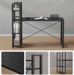 Birou negru cu polițe de depozitare | 60 x 137,2 x 118,7 cm č.3