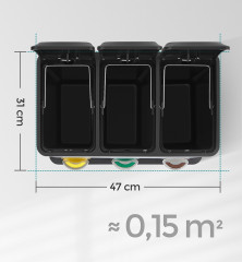 Coș de gunoi de bucătărie 3 x 8 l | gri č.3