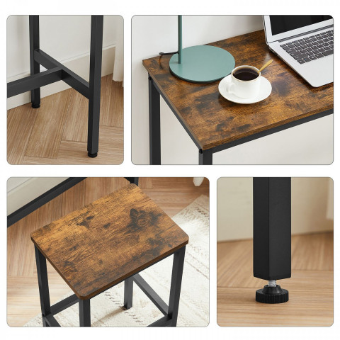 Masă de bar cu 2 scaune | maro-negru č.4