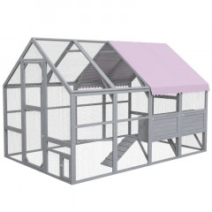 Țarc exterior pentru păsări cu acoperiș de umbrire | 280 x 185,5 x 188 cm