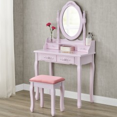 Masă toaletă pentru machiaj, cu oglindă Mira | roz