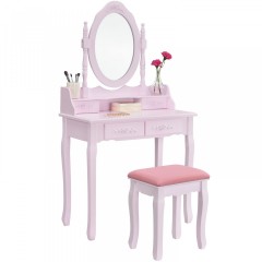 Masă toaletă pentru machiaj, cu oglindă Mira | roz č.2