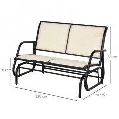 Bancă de grădină din metal 120 x 70 x 85 cm | negru + bej č.3