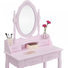 Masă toaletă pentru machiaj, cu oglindă Mira | roz č.3