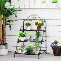 Raft metalic înălțat pentru flori 60,5 x 59,5 x 95,5 cm | negru č.1