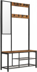 Pantofar rustic cu oglindă 36 x 98 x 185 cm | maro-negru č.2