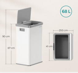 Coș de gunoi pentru bucătărie 68l cu 15 saci | alb č.3