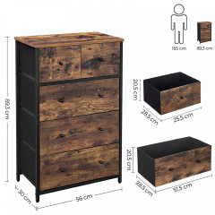 Comodă rustică 56 x 30 x 89,3 cm | maro-negru č.3
