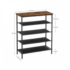 Suport pentru pantofi cu 5 rafturi din material textil | maro-negru č.3
