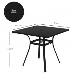 Masă de grădină pentru umbrelă 80 x 80 x 72 cm | neagră č.3
