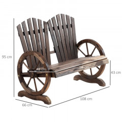 Bancă dublă de grădină din lemn 108 x 66 x 95 cm | maro închis č.3