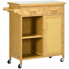 Cărucior de bucătărie din bambus 84 x 36 x 85 cm | natural č.3