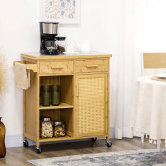 Cărucior de bucătărie din bambus 84 x 36 x 85 cm | natural č.1