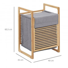 Coș de rufe din bambus 40 x 35 x 60,5 cm | natural + gri č.2