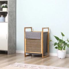 Coș de rufe din bambus 40 x 35 x 60,5 cm | natural + gri č.1