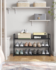 Suport metalic cu 3 polițe pentru pantofi negru | 30 x 92 x 54 cm č.1