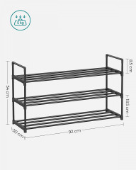 Suport metalic cu 3 polițe pentru pantofi negru | 30 x 92 x 54 cm č.3