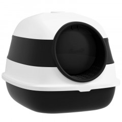 Litieră pentru pisici cu capac și lopățică 52 x 41 x 38 cm | negru-alb č.3