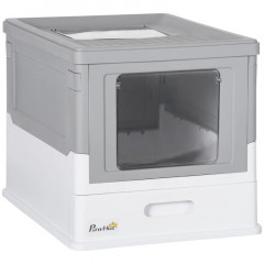 Litieră pentru pisici cu capac și lopățică 47,5 x 35,5 x 36,7 cm | gri č.2