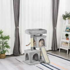 Ansamblu de joacă pentru pisici cu grotă 59 x 39 x 83 cm | gri deschis