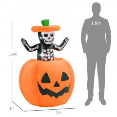 Schelet de fantomă de Halloween gonflabil în dovleac cu lumini LED | 100 x 100 x 150 cm č.2