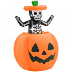 Schelet de fantomă de Halloween gonflabil în dovleac cu lumini LED | 100 x 100 x 150 cm č.3