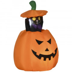 Dovleac gonflabil de Halloween cu pisică în mișcare și lumini LED | 76 x 64 x 115 cm č.2