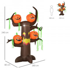 Copac bântuit gonflabil de Halloween cu lumini LED | 180 x 80 x 240 cm č.2