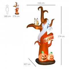 Copac bântuit gonflabil de Halloween cu lumini LED | 156 x 107 x 274 cm č.3