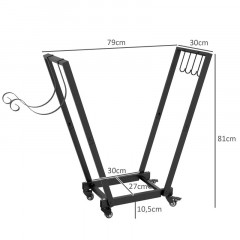 Suport pentru lemne de foc cu roți 79 x 30 x 81 cm | negru č.2